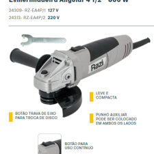 Esmerilhadeira Angular 4 1/2” 600W RAZI